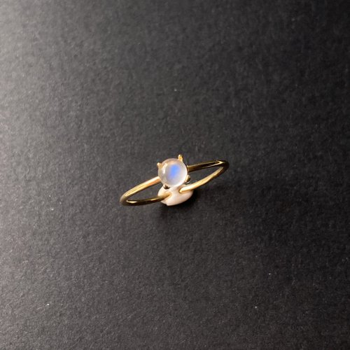 18kgp + SV925 Tanzanian Blue Moonstone / mini one stone ring