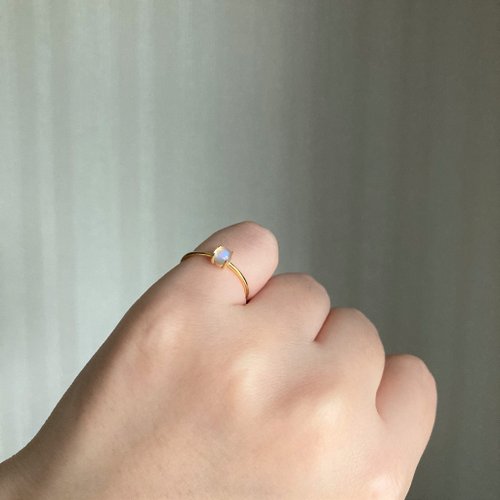 18kgp + SV925 Tanzanian Blue Moonstone / mini one stone ring