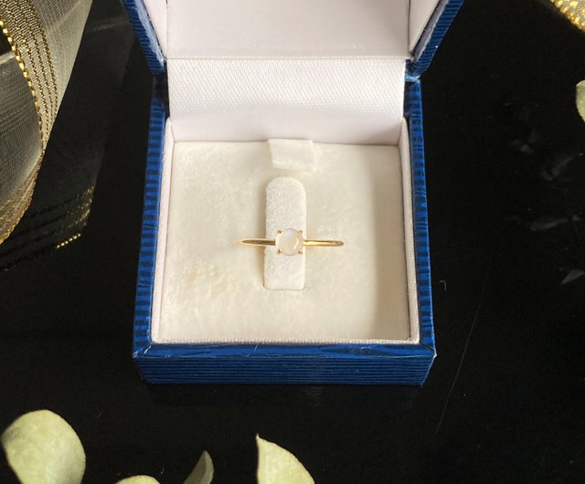 モモナ様 18kgp + SV925 Tanzanian Blue Moonstone / mini one stone ring