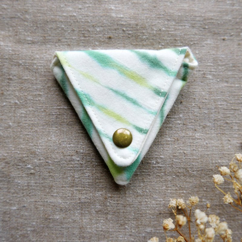 Handmade Tie dye Triangular Coin Case  Xmas gifts - Coin Purses - Cotton & Hemp Green