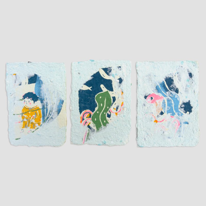 【手工畫/卡片組】魚缸 (1組3張) - 卡片/明信片 - 紙 藍色