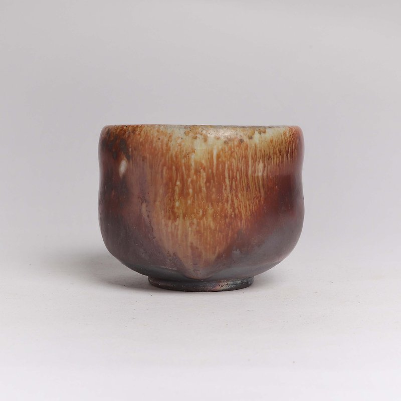 Mingyao Kiln l Firewood Burning Shadow Shiye Tea Bowl - Teapots & Teacups - Pottery Orange