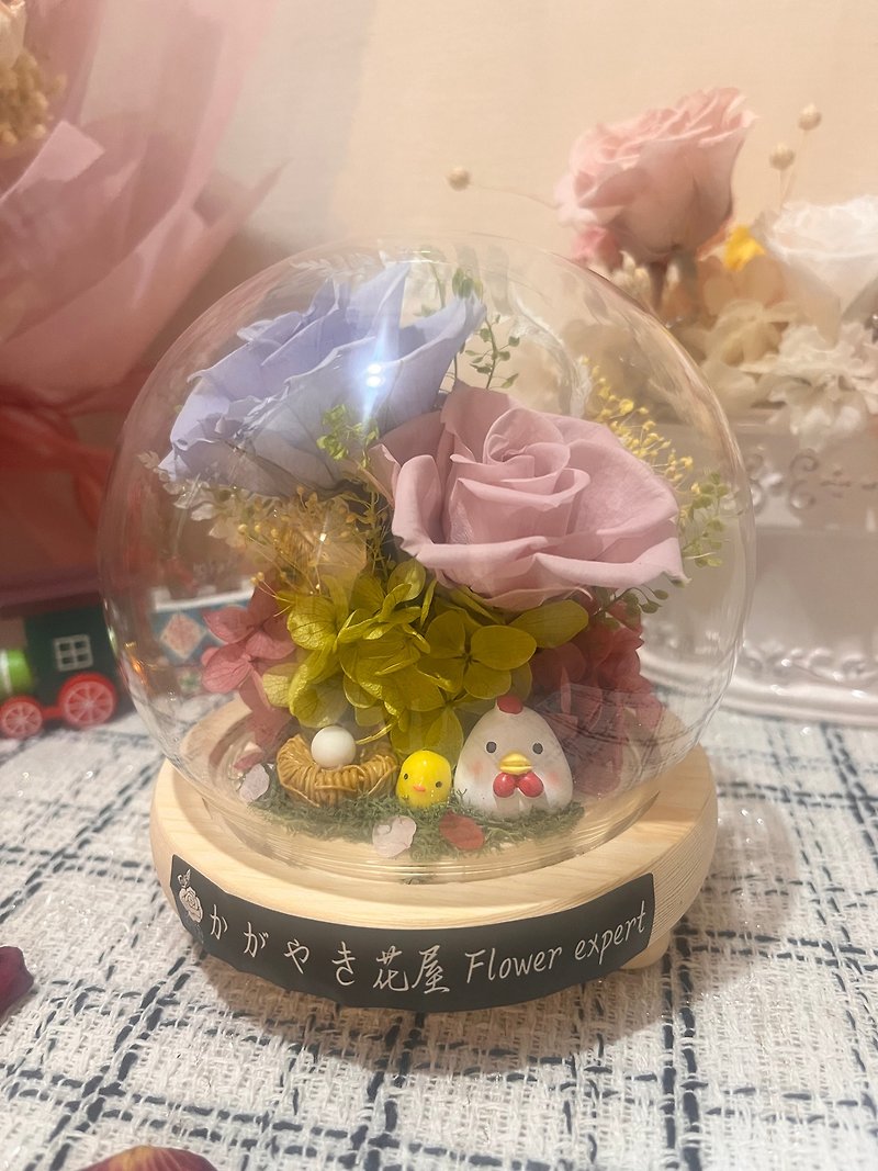 Quick delivery/Introduction to the house ceremony immortal flower glass cup/Leading the way chicken housewarming gift/Introduction to the house chicken dried flowers/Fortune - Dried Flowers & Bouquets - Glass Pink