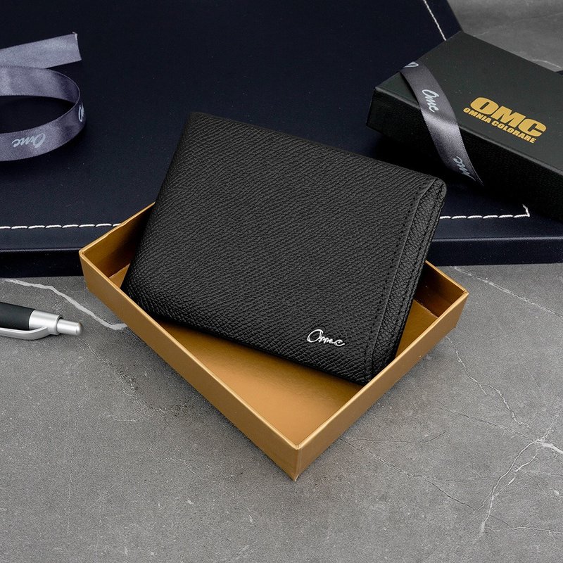 トレンディなワーカー ターン アップとダウンの取り外し可能なルーズリーフ カウハイド ショート クリップ 31803 - 財布 - 革 ブラック