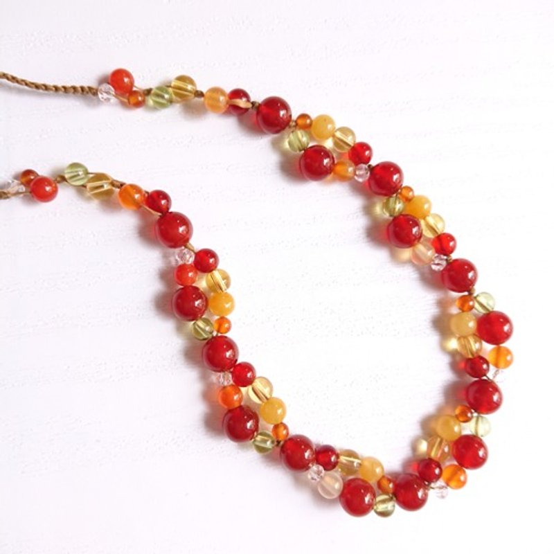 Red fruit basket free size necklace Y-1588 - Necklaces - Gemstone 