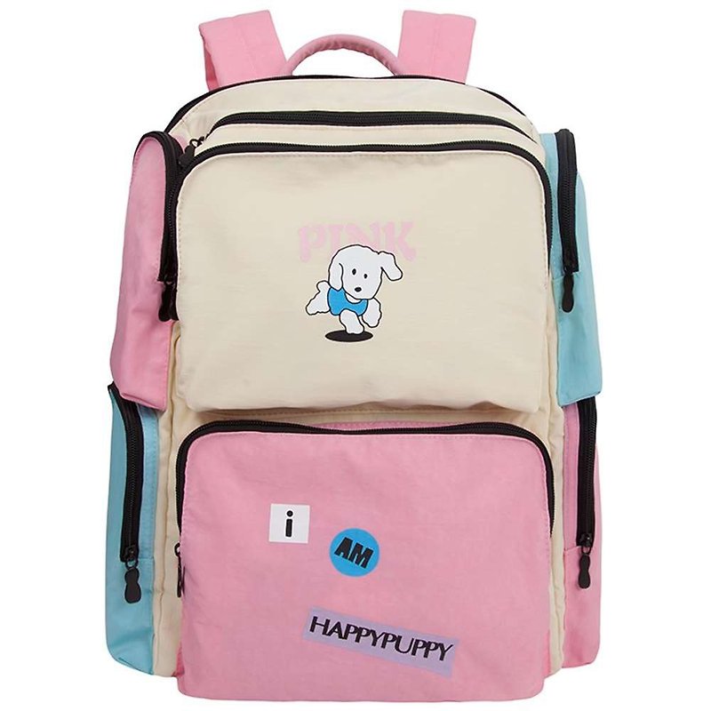 YIZISTORE creative cute animal color matching multi-pocket backpack large-capacity student schoolbag light backpack - กระเป๋าเป้สะพายหลัง - วัสดุอื่นๆ 