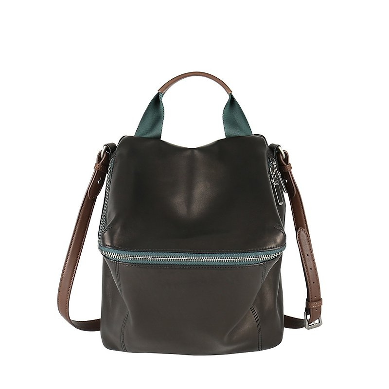 【Pimm's】Sheepskin Lightweight Casual Portable Shoulder Bag - Black Night - กระเป๋าแมสเซนเจอร์ - หนังแท้ สีดำ