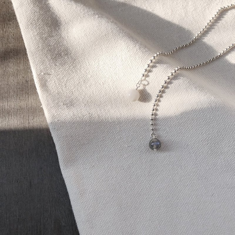 ZHU. handmade bracelet | lucky stone sterling silver bead chain (sterling silver / natural stone / lucky stone / sister / gift) - Bracelets - Sterling Silver Silver