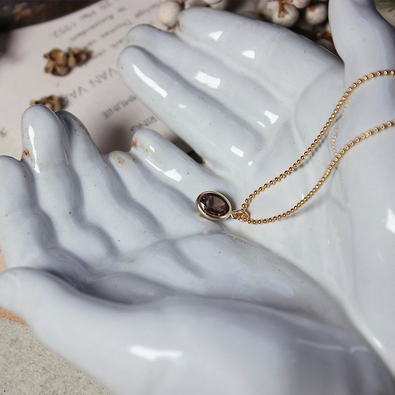 Amulette classic/14KGF necklace, smoked crystal, smoky quartz - สร้อยคอ - เครื่องประดับพลอย สีนำ้ตาล
