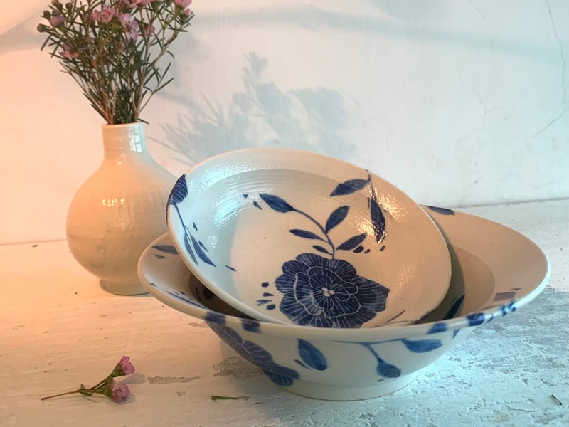 Youth Flower Porcelain Bowl Set_Ceramic Dinner Bowl - Bowls - Porcelain White