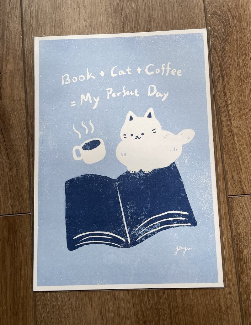 貓咖啡與書A4Riso海報 - 海報/掛畫 - 紙 