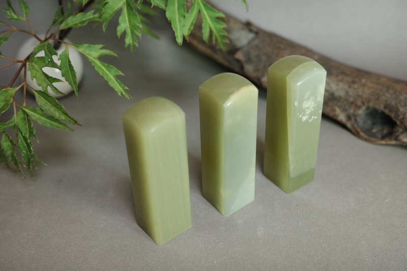 [A good Stone will be polished] Sapphire_Jade stamp Seal Good Luck Seal_Fang Seal - Stamps & Stamp Pads - Jade Green