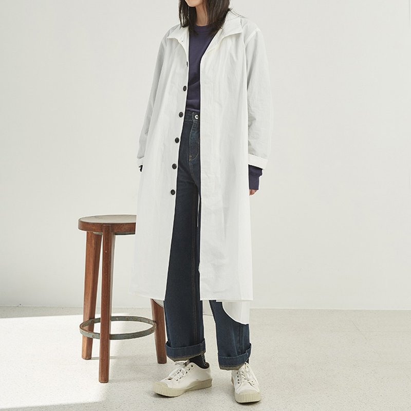 高品質純棉長風衣式襯衫 I Cotton Gather Sleeve Coat - 女西裝外套 - 棉．麻 