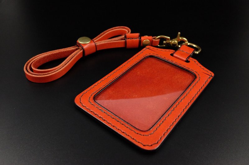 [KH] 手染橙色 - 直式證件套 (卡套,悠遊卡,證件卡套) - 證件套/卡套 - 真皮 咖啡色