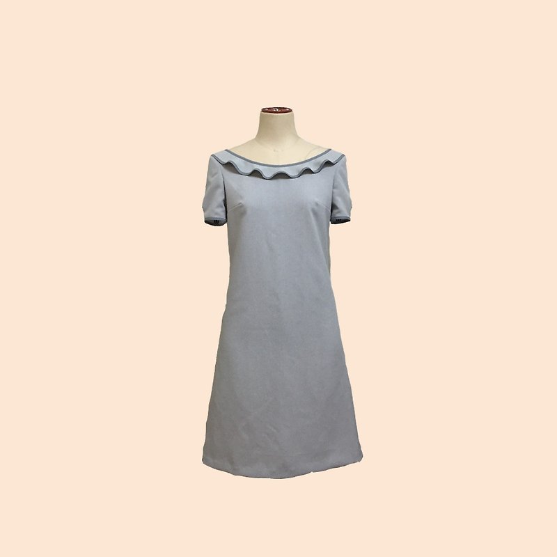 retro one-piece dress anna - 連身裙 - 聚酯纖維 灰色