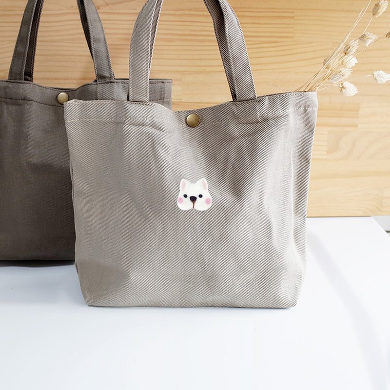 【Q-cute】Small Bag Series-Canvas Lunch Bag-Dog Head, Cat Head, Rabbit Head-Add word/customization - กระเป๋าถือ - วัสดุอื่นๆ หลากหลายสี