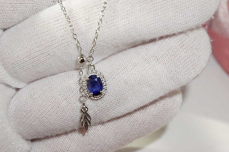 Natural Blue sapphire Necklace Sterling Silver 925. - Necklaces - Sterling Silver Blue