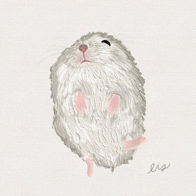 [Customized Pet Drawing] Oil painting style portrait of fur boy electronic file hamster - อื่นๆ - วัสดุอื่นๆ สีกากี