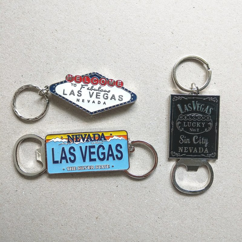 美國紀念品 | LAS VEGAS限定開瓶器鑰匙圈/吊飾(3款) - 開瓶器/開罐器 - 其他金屬 銀色