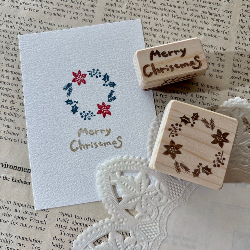 Eraser Stamp Wreath Christmas Motif Stamp Set of 2 - ตราปั๊ม/สแตมป์/หมึก - ยาง 