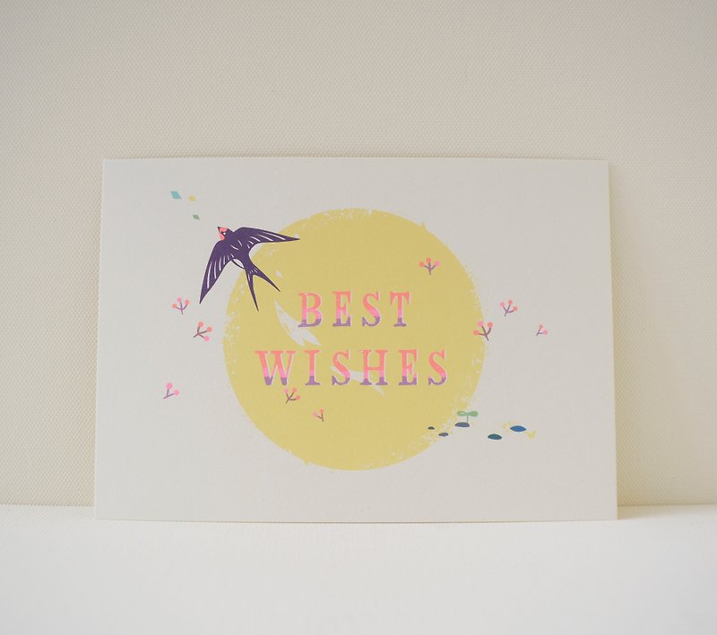 Printed postcard: Swallow and Little Red Fruit-Universal Card-Birthday Card-Gift Card - การ์ด/โปสการ์ด - กระดาษ ขาว