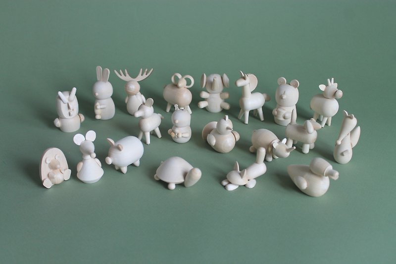 Set of 20 Wooden Animals - 嬰幼兒玩具/毛公仔 - 木頭 咖啡色