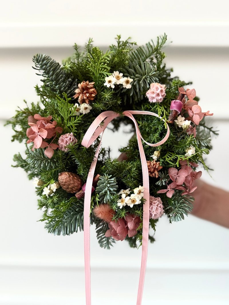 森系石英粉花圈  預購 12/01後依序出貨 - 乾燥花/永生花 - 植物．花 綠色