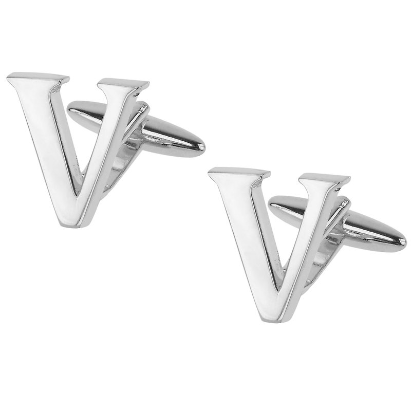 Initial Alphabet V Cufflinks - Cuff Links - Other Metals Silver