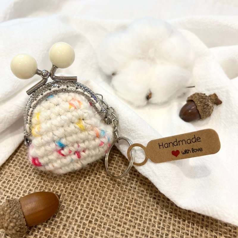 *[Special Edition]*Macaron Mouth Gold Bag Keychain-Vanilla Cream-No.1-White - Keychains - Wool 