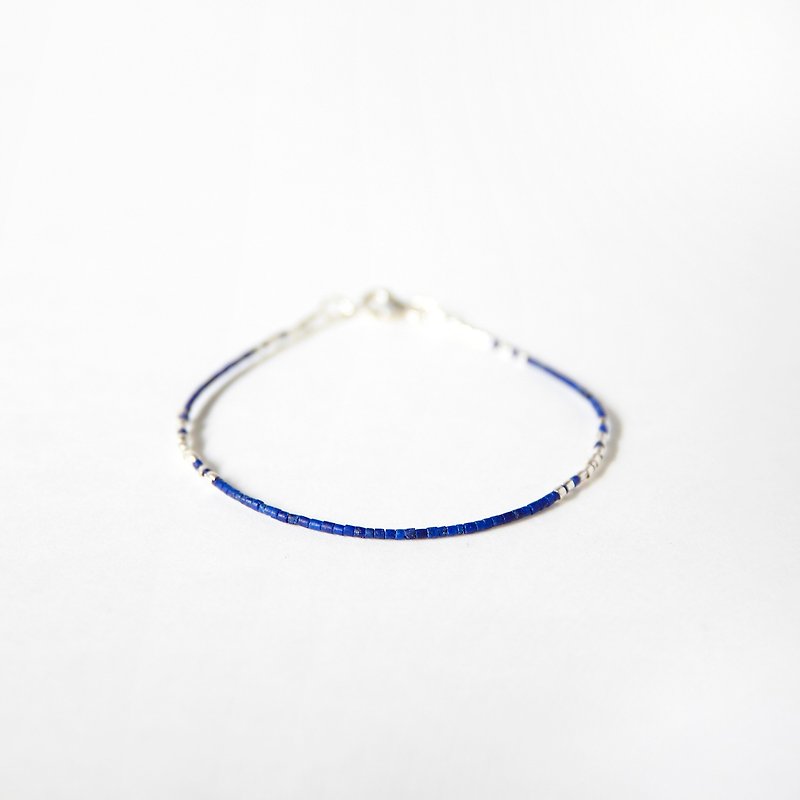 Tiny Turquoise Bracelet with Silver Tiny Bead, Birth stone for September - Bracelets - Gemstone Blue