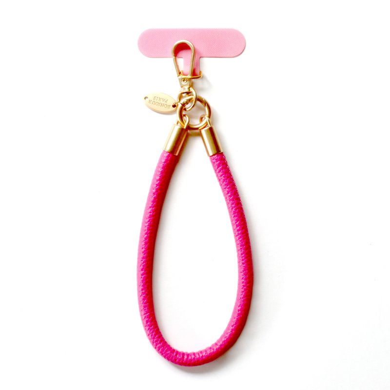 Purchase additional mobile phone lanyard accessories [rose brand rose pink leather wrist strap] - Phone Cases - Plastic Pink