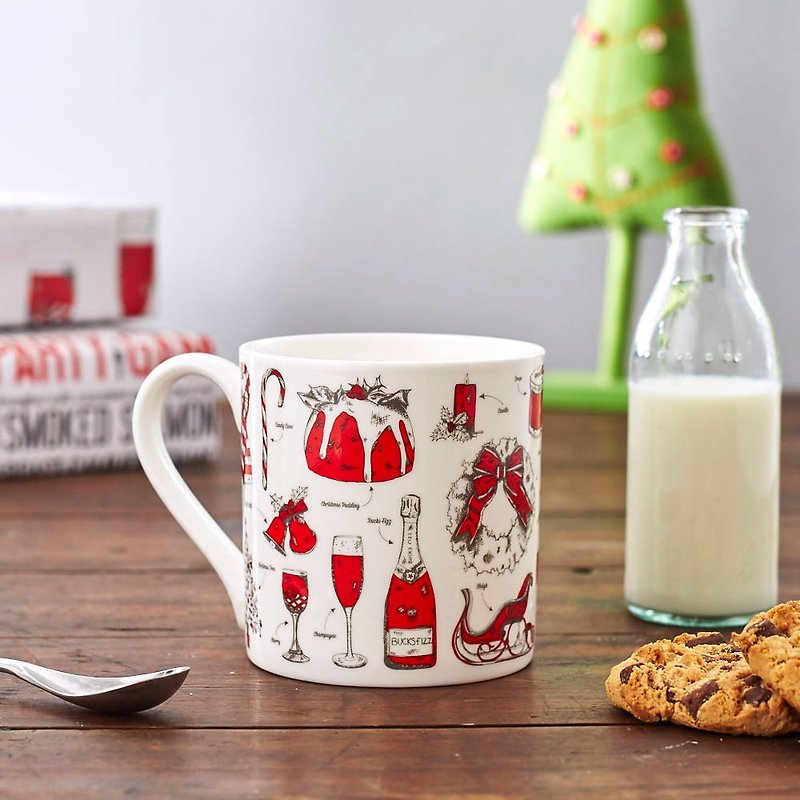 English Egg Mug Christmas Orgy - Mugs - Porcelain Red
