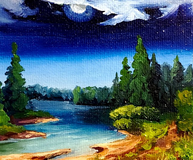 油絵 絵画 【夏の風景】 油彩画 夏 絵画(油彩画) 絵画 vintage ART Zx Paintings for Sale - Fine