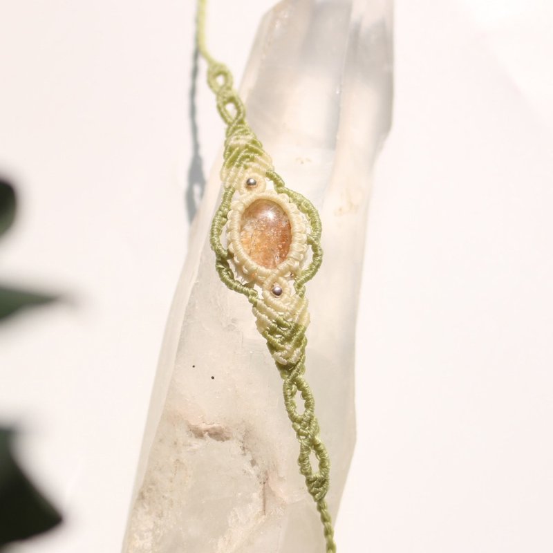幽靈水晶圖騰花紋編織蠟線手鍊 - 手鍊/手環 - 水晶 綠色