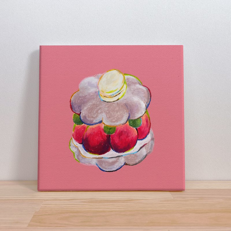 Matcha Macaron - Minimalist - Dessert Illustration - Unframed Art/Wall Art - โปสเตอร์ - ผ้าฝ้าย/ผ้าลินิน สึชมพู