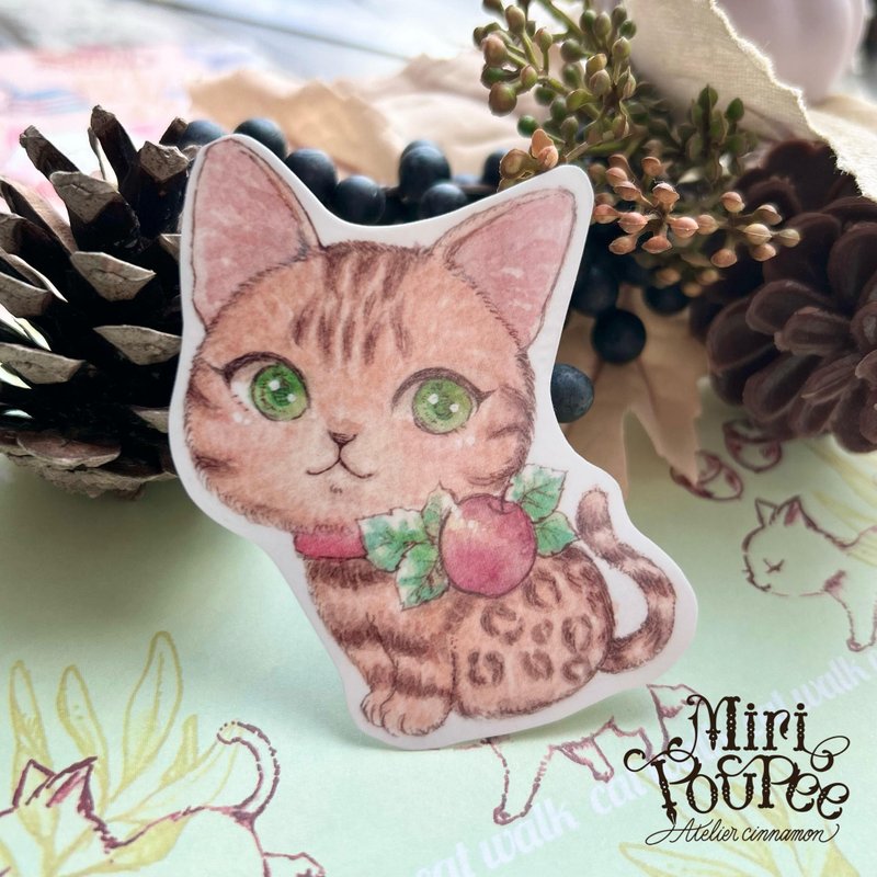 Sticker Apple and bengal cat - Stickers - Waterproof Material Blue