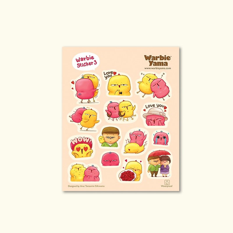 Warbie Mini Sticker set 004 (love) - Stickers - Waterproof Material Pink
