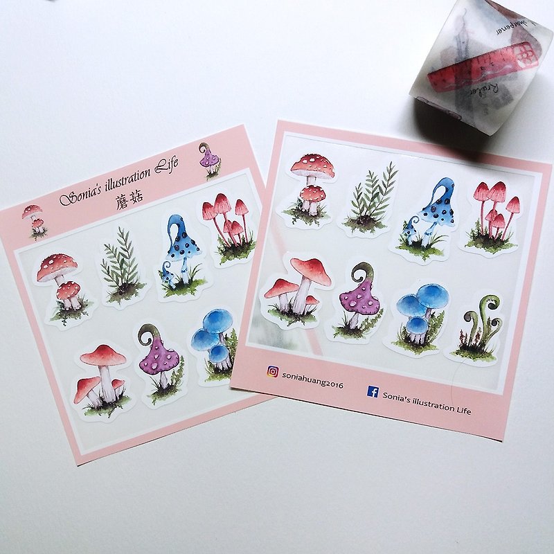 Hand-painted mushroom Stickers - Stickers - Paper 