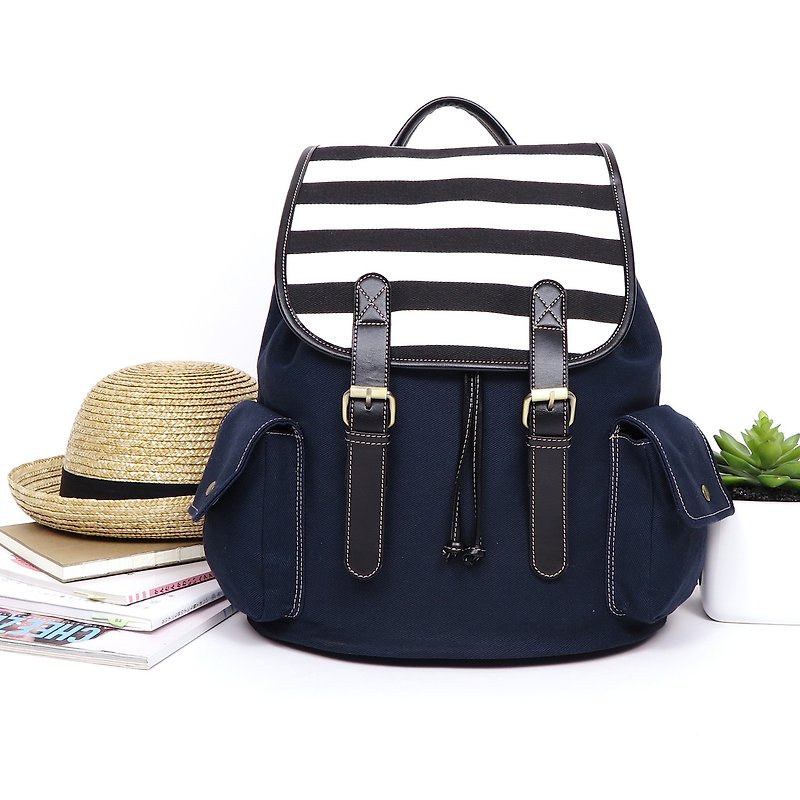 doom doom backpack – two tone blue - Clutch Bags - Cotton & Hemp Multicolor