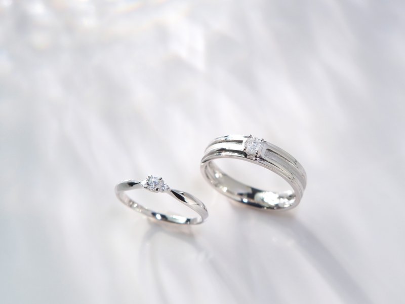 心心相印 | 結婚對戒 / 鑽石戒指 / 鑽戒 / 白金 | 婚戒系列 - 戒指 - 鑽石 白色