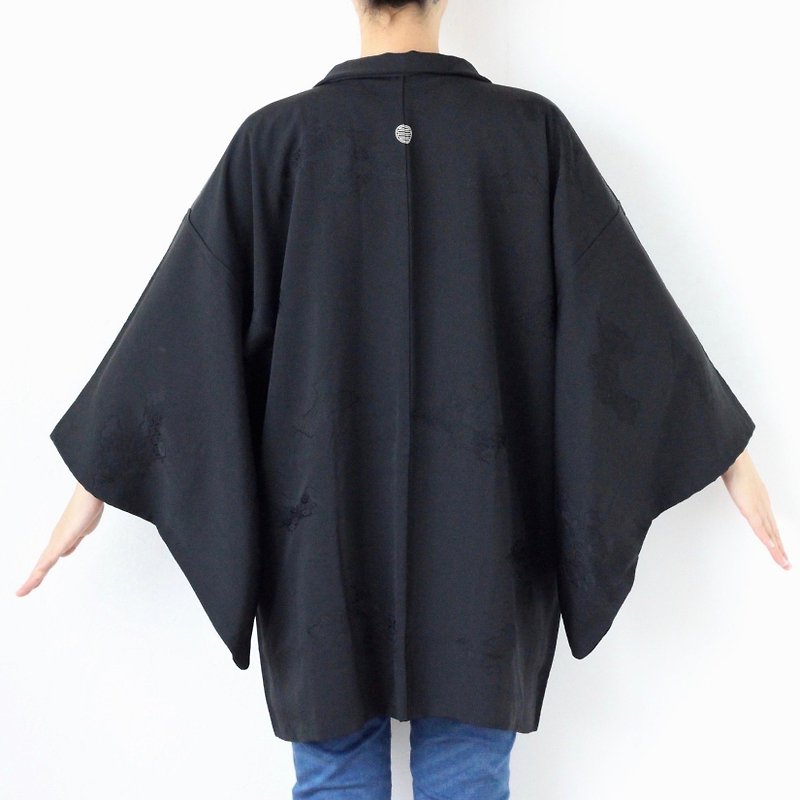 woven Shippou kimono, Japanese silk kimono, one of a kind, kimono /3726 - Women's Casual & Functional Jackets - Silk Black
