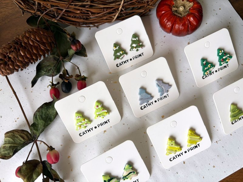 聖誕限定-聖誕樹 - 耳環/耳夾/耳骨夾 - 其他材質 