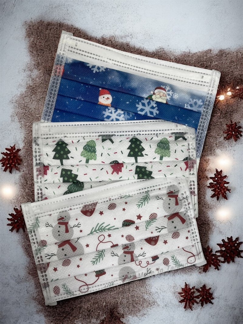 【奕綸台灣製】兒童平面防護口罩_聖誕節 (30入/盒) - 口罩/口罩收納套 - 其他材質 紅色