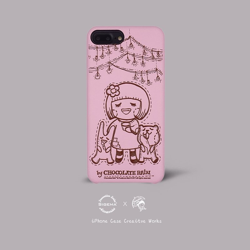 iPhone SE2/7/8 Plus Chocolate Rain imitation leather non-slip phone case phone case gift - Phone Cases - Faux Leather Pink