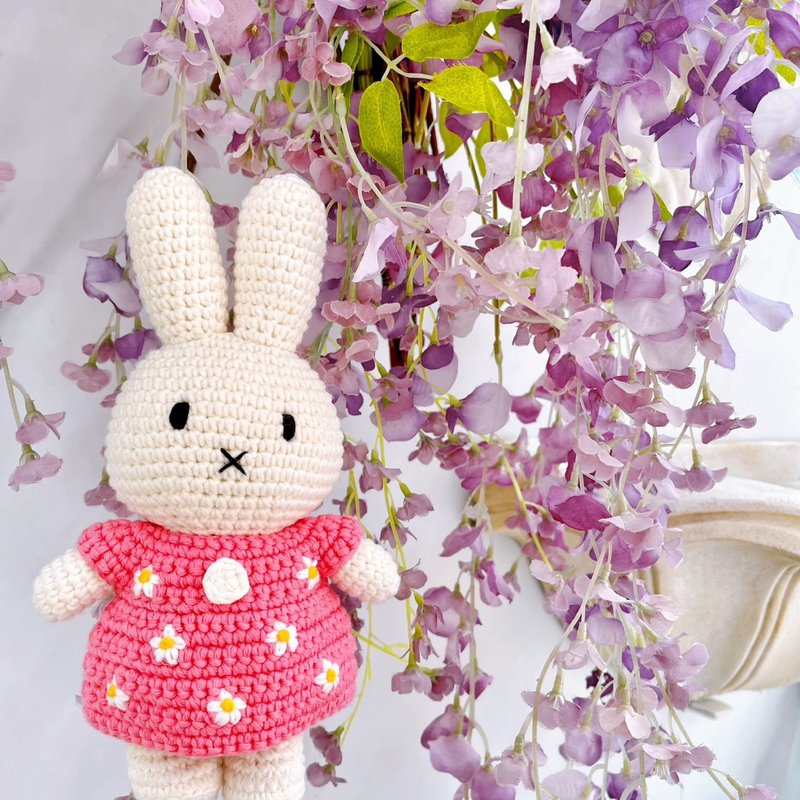 Just Dutch | Miffy handmade and her pink flower dress - ตุ๊กตา - ผ้าฝ้าย/ผ้าลินิน สึชมพู