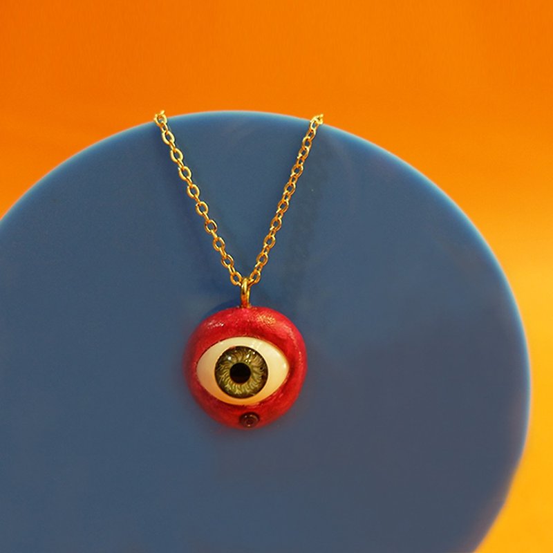 Clay Necklaces Red - Eye necklace funny and fun 18k gold hand-made the same gift organs for men and women running around