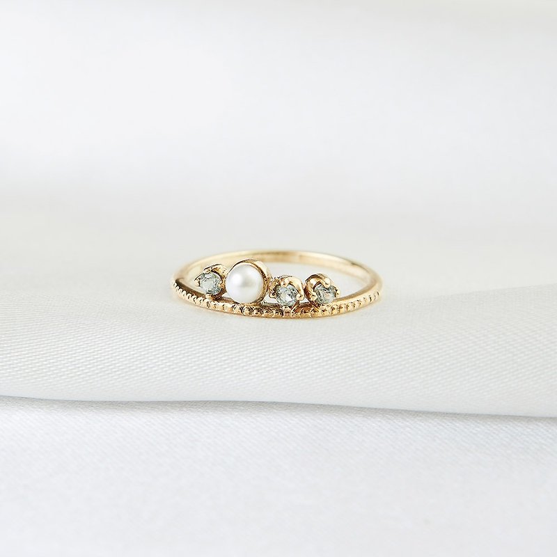 K10 Crown Pearl Tourmaline Ring - แหวนทั่วไป - เครื่องประดับ สีทอง