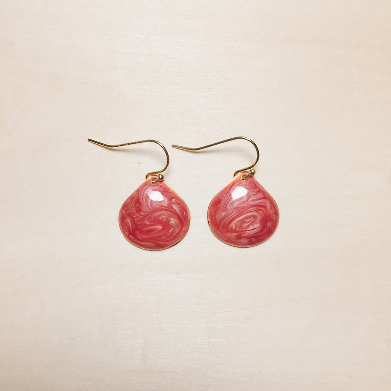 Retro red drip glaze fat drip earrings - ต่างหู - สี สีแดง