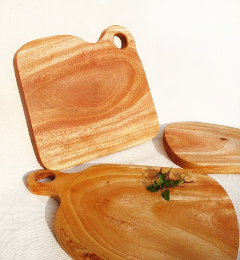 Natural and natural wood disk / cutting board / meal tray / rectangular / winged Bean Wood - ถาดเสิร์ฟ - ไม้ สีส้ม