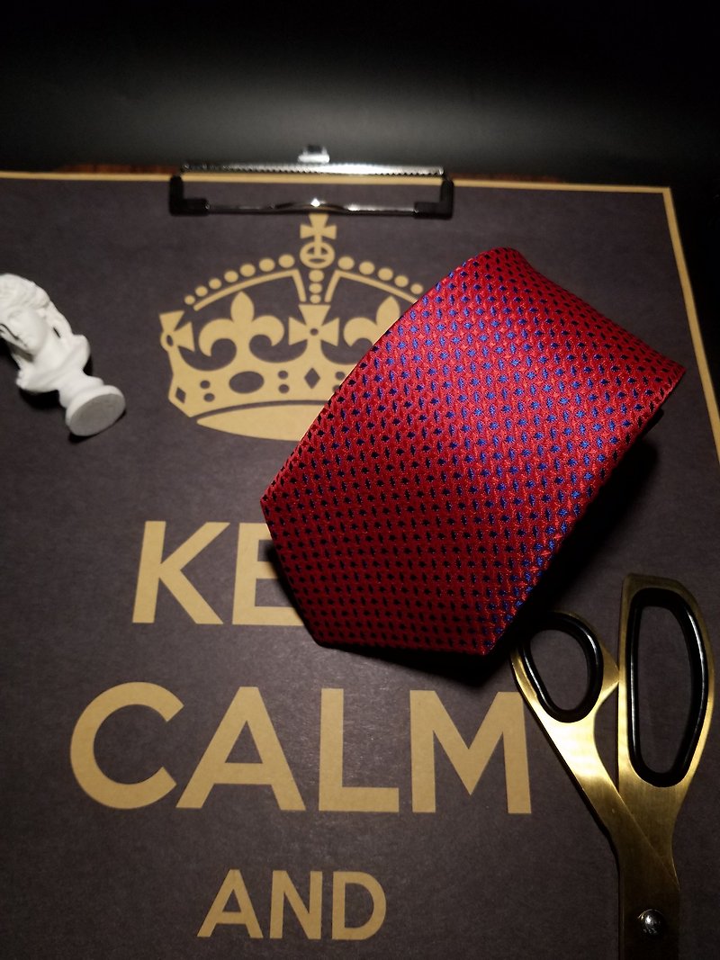 Retro Red and Blue Tie Necktie Silk antique pattern - Ties & Tie Clips - Silk Multicolor